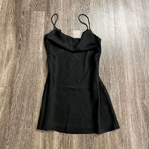 TEN Aritzia Black Slip Dress Size XS Cowl Neck Satin Mini Adjustable Straps Date - Picture 7 of 14